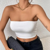 Bodycon Crop Tube Top Solid Stretchy Every Day Crop Top