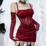Bodycon Maxi Evening Party Prom Wedding Velvet Lace Patchwork Slim Mermaid Mini Dress