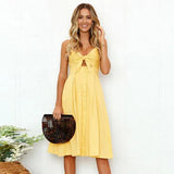 Bow Polka Dots Print Beach Summer Women 2025 Cotton Deep V Neck Buttons Red White Off Shoulder Midi Dress