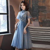 Sexy Lace Prom Dresses  High Neck Party Graduation Dress Robe