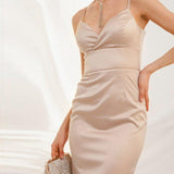 Sexy Satin Backless Bodycon Dress