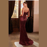 Sexy Slim One Shoulder Tube Top Sequins Shinning Long Dress