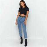 Sexy Streetwear Ribber Black Short Sleeve Tops