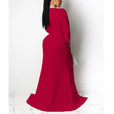 Women Diamonds Long Sleeve Party Dress