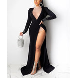 Women Diamonds Long Sleeve Party Dress