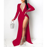 Women Diamonds Long Sleeve Party Dress
