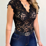 New V-neck Lace Tank Vest Outwear Summer Sleeveless Bodycon Clubwear Black White Tank Vest Crop Tops