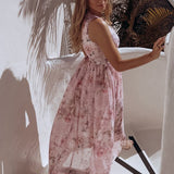 Chiffon Fashion V-neck Sleeveless Print Maxi Dress