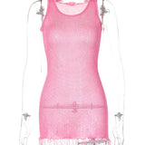 Knit Tassel Mini Dress