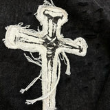 Embroidered Cross Zip Up Hoodie