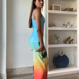 Floral Sequin Maxi Dress with Spaghetti Straps