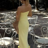 Frill Trim Tube Midi Dress