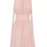 Ribbon Sleeveless Pleated Solid Long Dress