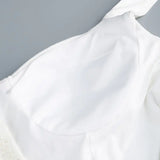 White Spaghetti Strap Diamonds Mini Dress