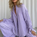 2 Piece Set Blouse Tops and Split Wide Leg Pants