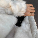 Large Lapel Shaggy Faux Fur Long Jacket