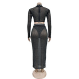 Rhinestone Strapless Top and Long Skirt Set