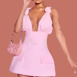 V-Neck Bodycon Mini Dress