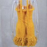 Fluff Patchwork Halter Mini Dress