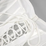 Strapless Mesh White A Line Maxi Long Dress