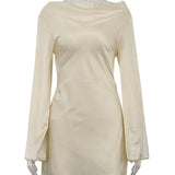 Elegant Backless Lace-Up Satin Party Mini Dress