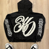 Embroidered Cross Zip Up Hoodie
