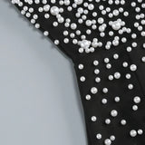 Black Strapless Pearls Beaded Embellished Maxi Dress