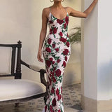 Floral Print Backless Maxi Dress