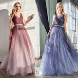 Deep V-neck Shiny Tulle Cocktail Dresses