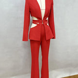 Cut Out Blazer Set