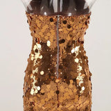 Sequins Strapless Bodycon Mini Dress