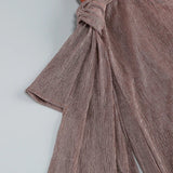 One Shoulder Draped Glitter Brown Maxi Dress