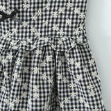 Gray Embroidery White Flower Bow Halter Mini Dress