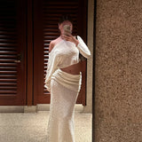 Knit Long Sleeve Top and Maxi Skirt Suit