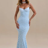 Spaghetti Strap Backless Maxi Dress