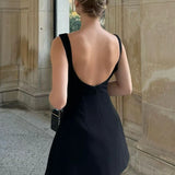 Sleeveless High Waist Backless Mini Dresses