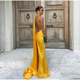 Yellow Satin Maxi Dress