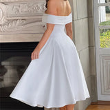 Off-Shoulder Flare Midi Dress