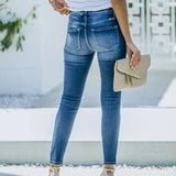 Women's Jeans Blue Hight Waist Streetwear Ripped Casual Fashion Denim Pencil Pants