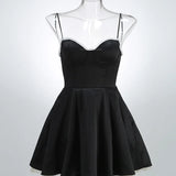 Solid Fit And Flare Spaghetti Strap Mini Dress
