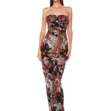 Sequin Floral Strapless Maxi Dress