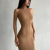 Women's Sleeveless Turtleneck Maxi Dress