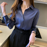 Woman Blouses Satin Top Female Shirts and Blouse Basic Ladies Tops OL Clothing