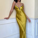 Sleeveless Slips Backless Patchwork Lace Up Cut Out Elegant Sexy Gorgeous Stylish Fashionable Maxi Dress