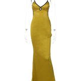 Sleeveless Slips Backless Patchwork Lace Up Cut Out Elegant Sexy Gorgeous Stylish Fashionable Maxi Dress