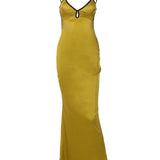 Sleeveless Slips Backless Patchwork Lace Up Cut Out Elegant Sexy Gorgeous Stylish Fashionable Maxi Dress