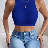 Ribbed Crop Tank Top Sleeveless Basic Summer Crop Top