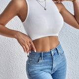 Ribbed Crop Tank Top Sleeveless Basic Summer Crop Top