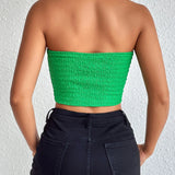 Shirred Crop Tube Top Casual Sleeveless Crop Top