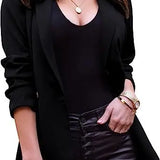 Long Sleeve Lapel Office Spring Autumn Button Women's Blazer Jacket